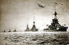 Super-Dreadnaughts headed by H.M.SS "Iron Duke" 
			and "Marlborough
