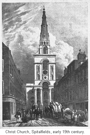 Christ Church, Spitalfields, in the early nineteenth century