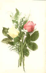 Roses (2) with Snowdrops & Ferns in a bunch