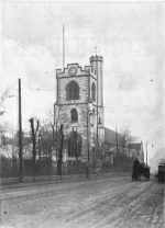 Bow Church, Bow Road, in the 1920s. By Whilliam Whiffin.