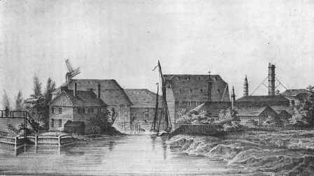 View near Bromley Mill on the River Lee in 1826