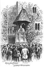 Open-air pulpit, St. Mary's, Whitechapel, ca. 1894