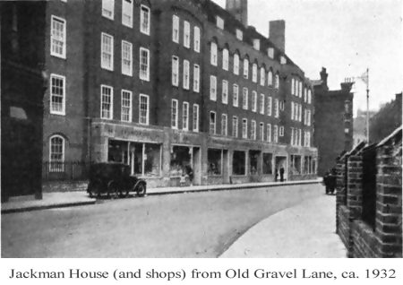 Jackman House (and shops), from Old Gravel Lane.